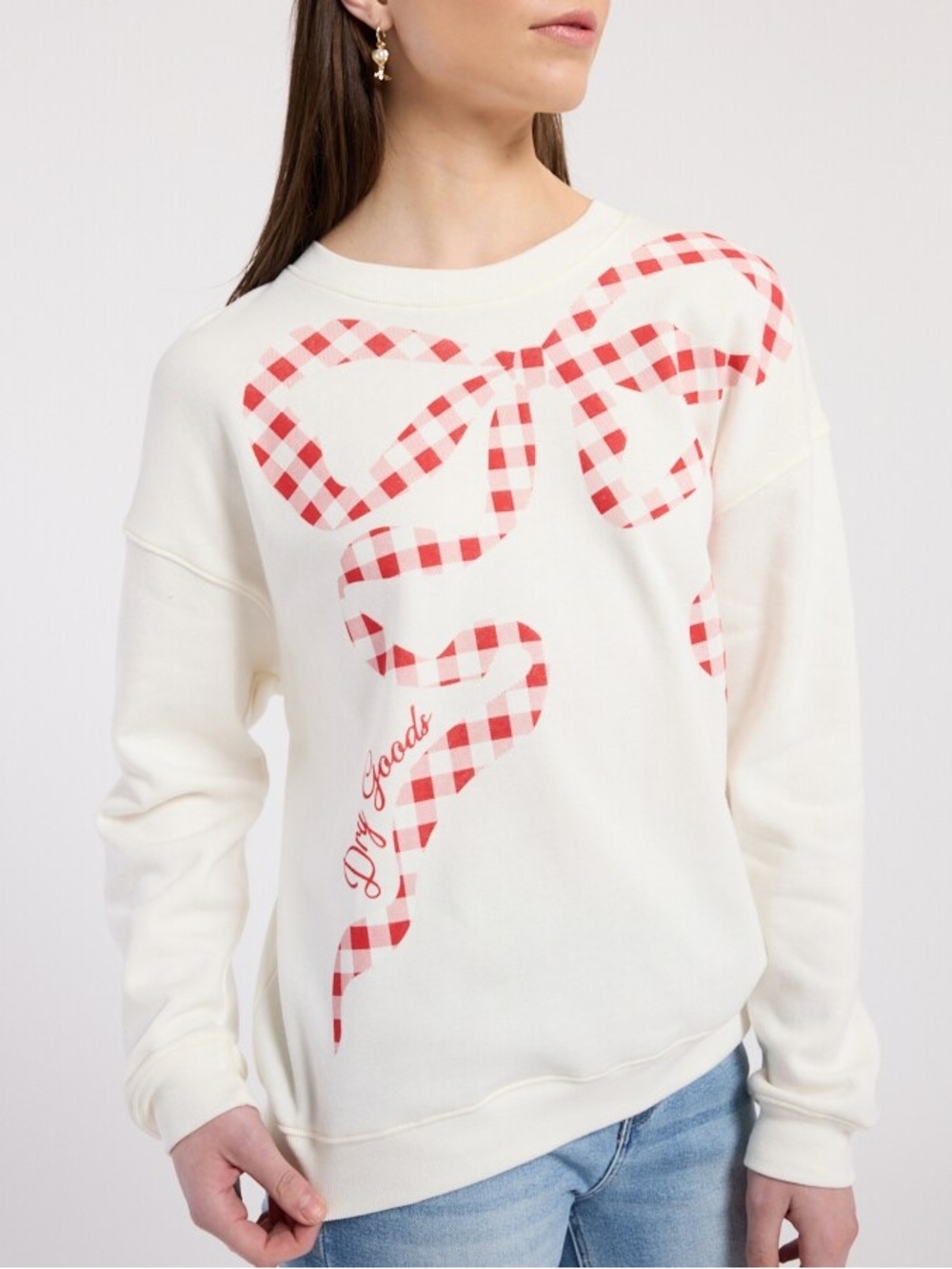 Dry Goods Gingham Bow Sweatshirt